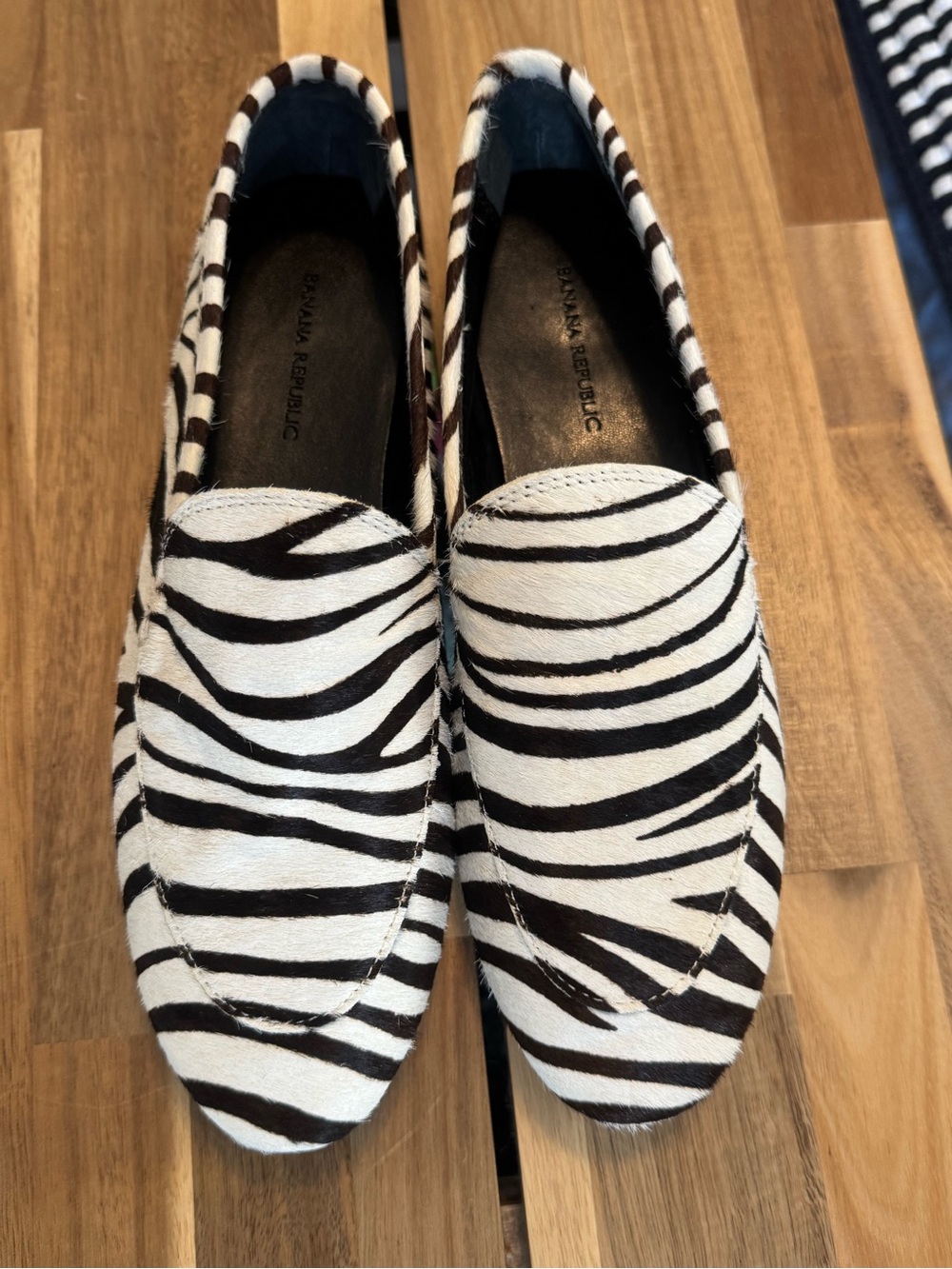 Banana Republic Black and White Zebra Print Loafers